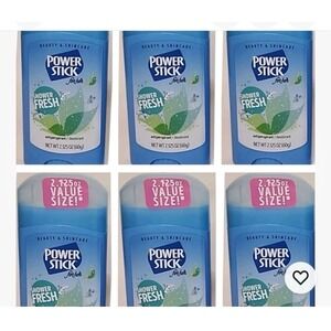 6 Power Stick Powder Fresh Her Antiperspirant & Deodorant, 2.125 oz Shower Fresh